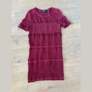 isabel marant sheer tiered panel ruched short sleeve dress